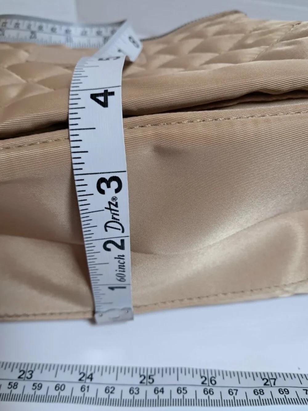 Beige Quilted Nylon Crossbody Shoulder Bag
